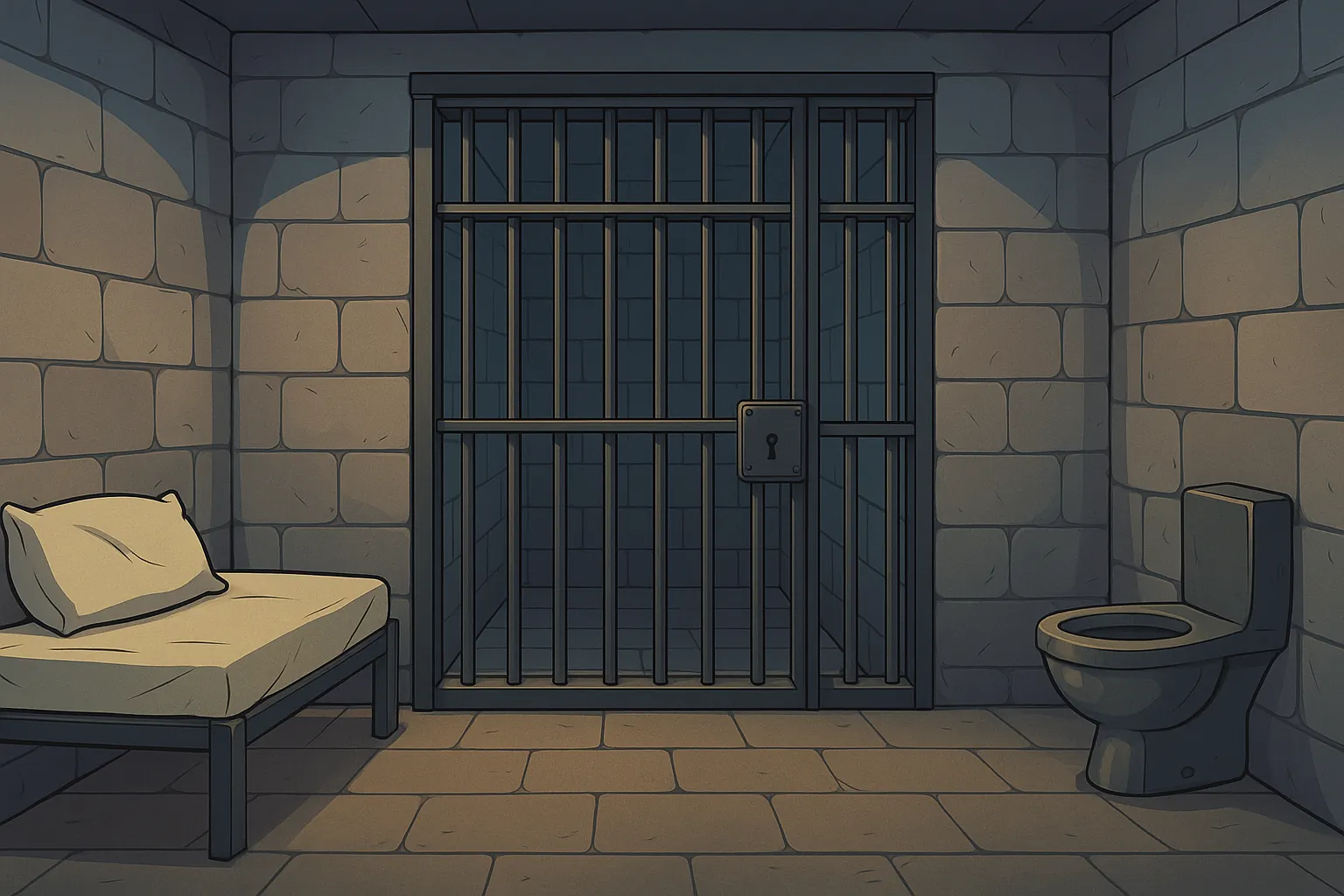 Complete prison cell background